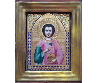 Икона "Св. Пантелиймон". Л.Д.Салаутин, Палех. 1890е года. №97