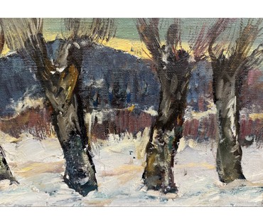 Данциг М.В "За городом", 1965г. Холст, масло на картоне. Размер с родной рамой 65х40 см. № 3700 (артикул №3700) - фото №3