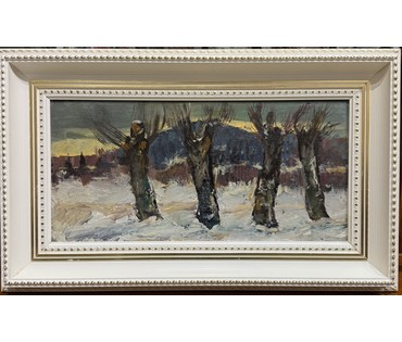 Данциг М.В "За городом", 1965г. Холст, масло на картоне. Размер с родной рамой 65х40 см. № 3700 (артикул №3700) - фото №1