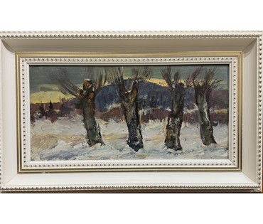 Данциг М.В "За городом", 1965г. Холст, масло на картоне. Размер с родной рамой 65х40 см. № 3700 (артикул №3700) - фото №2