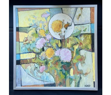 Левкович М.В "Суботні вечар", 2021г. Холст, масло. Размер 60х60 см. № 3709 (артикул №3709) - фото №3