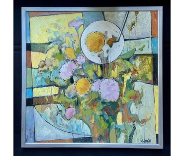 Левкович М.В "Суботні вечар", 2021г. Холст, масло. Размер 60х60 см. № 3709 (артикул №3709) - фото №4