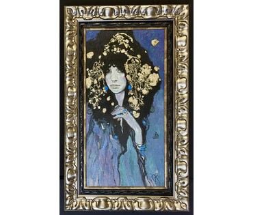 Крупп Станислав "Чёрная орхидея", 2024г. Холст, масло. Размер с учётом рамы 61х101 см. № 3714 (артикул №3714) - фото №1