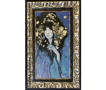 Крупп Станислав "Чёрная орхидея", 2024г. Холст, масло. Размер с учётом рамы 61х101 см. № 3714 (артикул №3714) - фото №2