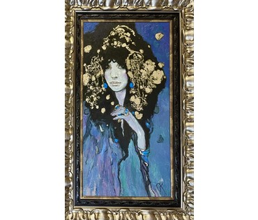 Крупп Станислав "Чёрная орхидея", 2024г. Холст, масло. Размер с учётом рамы 61х101 см. № 3714 (артикул №3714) - фото №5