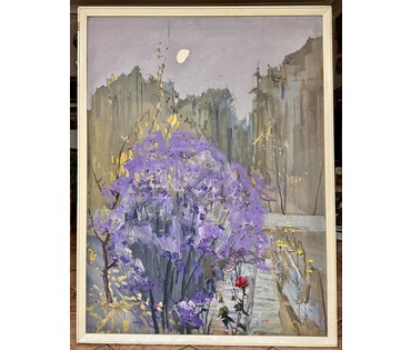 Цвирко В.К "Тёплый вечер", 1975г. ДВП, темпера. Размер с родной рамой 128,5х169 см. № 3714 (артикул №3714) - фото №3