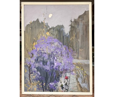 Цвирко В.К "Тёплый вечер", 1975г. ДВП, темпера. Размер с родной рамой 128,5х169 см. № 3714 (артикул №3714) - фото №4