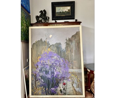 Цвирко В.К "Тёплый вечер", 1975г. ДВП, темпера. Размер с родной рамой 128,5х169 см. № 3714 (артикул №3714) - фото №10