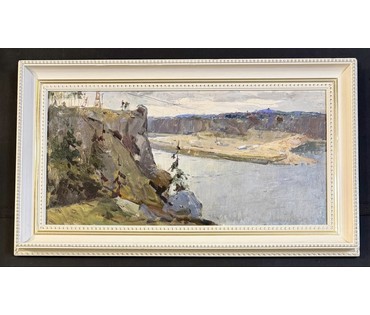 Данциг М.В Каталожная работа "Сибирь", 1956г. Картон, масло. Размер с рамой 90х52 см. № 3718 (артикул №3718) - фото №2