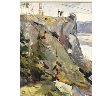 Данциг М.В Каталожная работа "Сибирь", 1956г. Картон, масло. Размер с рамой 90х52 см. № 3718 (артикул №3718) - фото №6