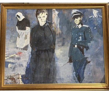 Дорошевич Ф.И "Цверда трымалась яна на дапросе...". Холст, масло. Размер 100х75 см. № 3719 (артикул №3719) - фото №1