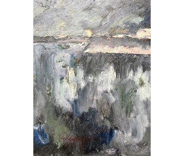 Дударенко Л.А "Преображение пейзажа ", 1969 год. Картон, масло. Размер с рамой 66х52 см. № 3732 (артикул №3732) - фото №2