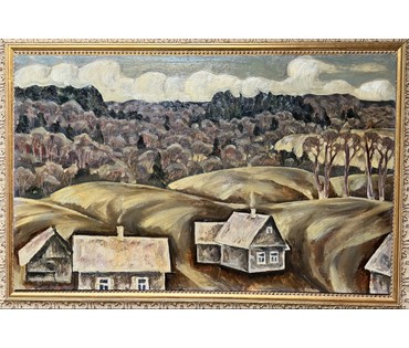 Дударенко Л.А "За Хохловым", 1972г. Картон, масло. Размер с рамой 96,5х66,5 см. № 3734 (артикул №3734) - фото №3