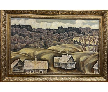 Дударенко Л.А "За Хохловым", 1972г. Картон, масло. Размер с рамой 96,5х66,5 см. № 3734 (артикул №3734) - фото №1