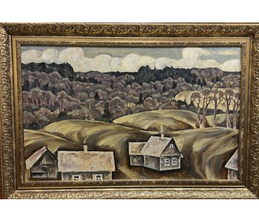 Дударенко Л.А "За Хохловым", 1972г. Картон, масло. Размер с рамой 96,5х66,5 см. № 3734 (артикул №3734) - фото №2