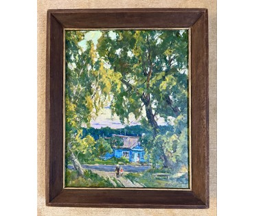 Шибнёв А.Д "Домик у дороги", 1983г. Холст, масло. Размер с рамой 62х76 см. № 3744 (артикул №3744) - фото №6