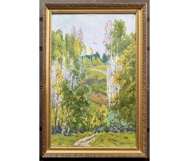 Шибнёв А.Д. Каталожная работа "Молодые берёзки",1983г. Размер с рамой 73,5х109 см. № 3745 (артикул №3745) - фото №7