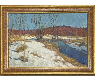 Козловский А.С "Весна", 1964г. ДВП, масло. Размер с рамой 60х44,5 см. № 3752 (артикул №3752) - фото №1