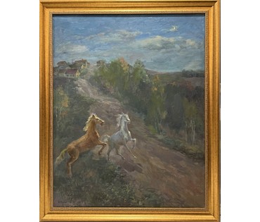 Козловский А.С "Весенние игры", 1971г. Холст, масло. Размер с рамой 93х114 см. № 3753 (артикул №3753) - фото №1