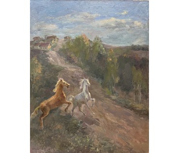 Козловский А.С "Весенние игры", 1971г. Холст, масло. Размер 100х79 см. № 3753 (артикул №3753) - фото №1