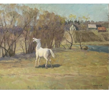 Козловский А.С "Весна пришла", холст, масло. Размер с рамой 113х93,5см. № 3757 (артикул №3757) - фото №2