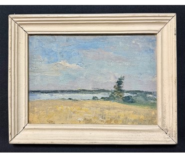 Хмелевский В.В "Белорусский пейзаж", 1994г. Холст, масло, картон. Размер с рамой 26х33,5 см. № 3761 (артикул №3761) - фото №1