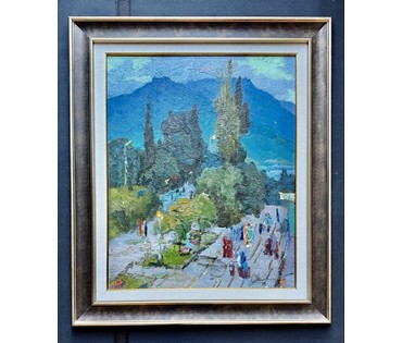 Маслеников П.В "В Крыму", 1982г. Картон, масло. Размер с рамой 54х63,5 см. № 3788 (артикул №3788) - фото №7
