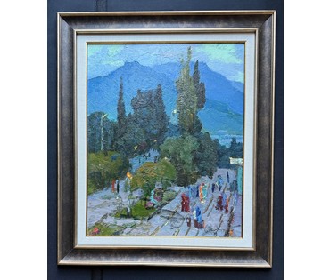 Маслеников П.В "В Крыму", 1982г. Картон, масло. Размер с рамой 54х63,5 см. № 3788 (артикул №3788) - фото №6
