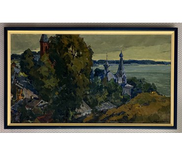 Шибнёв А.Д. Каталожная работа "Старый Браслав", 1972г. Холст, масло. Размер с рамой 61,5х104 см. № 3789 (артикул №3789) - фото №1
