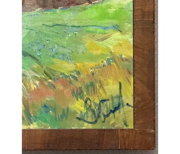 Зайцев Е.А. Каталожная работа "Минщина", 1991г. Холст, масло. Размер с родной рамой 65,5х86 см. № 3790 (артикул №3790) - фото №2