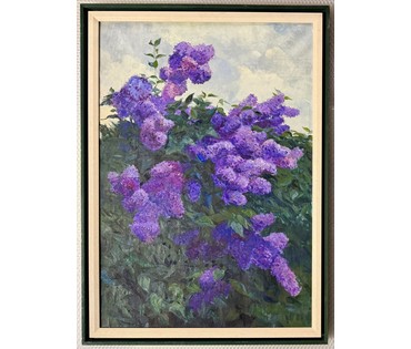 Азгур Г.Г (Горелова) "Сирень",1969 г. Холст, масло. Размер с рамой 79х109 см. № 3793 (артикул №3793) - фото №1