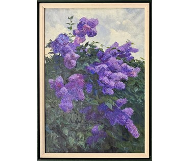 Азгур Г.Г (Горелова) "Сирень",1969 г. Холст, масло. Размер с рамой 79х109 см. № 3793 (артикул №3793) - фото №2