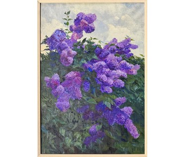 Азгур Г.Г (Горелова) "Сирень",1969 г. Холст, масло. Размер с рамой 79х109 см. № 3793 (артикул №3793) - фото №3