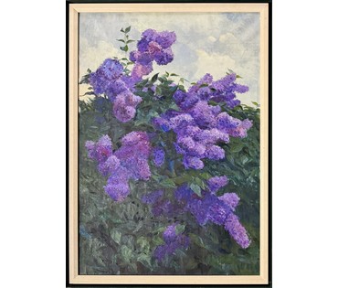 Азгур Г.Г (Горелова) "Сирень",1969 г. Холст, масло. Размер с рамой 79х109 см. № 3793 (артикул №3793) - фото №4