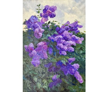 Азгур Г.Г (Горелова) "Сирень",1969 г. Холст, масло. Размер с рамой 79х109 см. № 3793 (артикул №3793) - фото №5