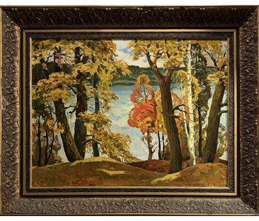 Гугель А.С. Каталожная работа ""Осенние кружева", картон, масло. Размер с родной рамой 77,5х63 см. № 3796 (артикул №3796) - фото №2