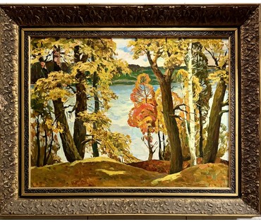 Гугель А.С. Каталожная работа ""Осенние кружева", картон, масло. Размер с родной рамой 77,5х63 см. № 3796 (артикул №3796) - фото №3