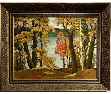 Гугель А.С. Каталожная работа ""Осенние кружева", картон, масло. Размер с родной рамой 77,5х63 см. № 3796 (артикул №3796) - фото №4