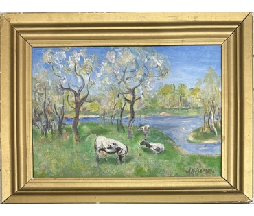 Кузьмич А.В "Пейзаж", холст на картоне, масло. Размер с рамой 61,5х46,5 см. № 3798 (артикул №3798) - фото №1