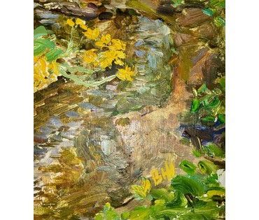 Жолток В.К "Ручеёк", этюд. Картон, масло. Размер с рамой № 3801 (артикул №3801) - фото №4