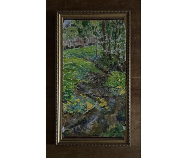 Жолток В.К "Ручеёк", этюд. Картон, масло. Размер с рамой № 3801 (артикул №3801) - фото №2