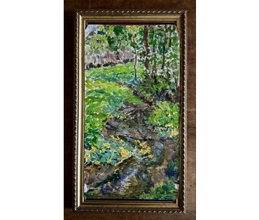 Жолток В.К "Ручеёк", этюд. Картон, масло. Размер с рамой № 3801 (артикул №3801) - фото №3