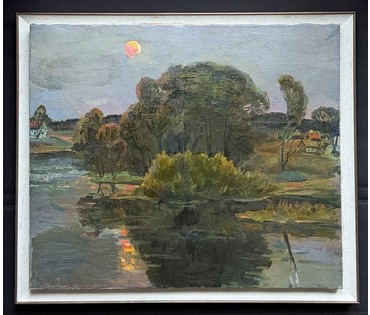 Гугель А.С. Вариант каталожной работы "Летняя ночь.Ждановичи", 1973г. Холст, масло. Размер с рамой 73,5х64,5 см. № 3802 (артикул №3802) - фото №2