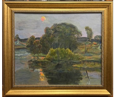 Гугель А.С. Вариант каталожной работы "Летняя ночь.Ждановичи", 1973г. Холст, масло. Размер с рамой 73,5х64,5 см. № 3802 (артикул №3802) - фото №1