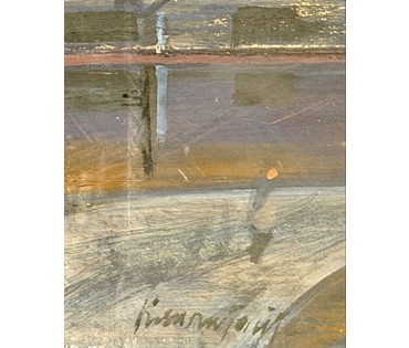 Клипштайте Р.И "Сельскохозяйственная химия.Завод минеральных удобрений", 1985 г. Оргалит, темпера. Размер 80х90 см. № 3805 (артикул №3805) - фото №2