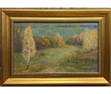 Борозна Л.Т "Пейзаж". Картон, масло. Размер с рамой 64х45 см. № 3841 (артикул №3841) - фото №1