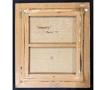 Santini Poncini "Priparatif", "В ожидании",1956г. Холст, масло. Размер с рамой 63х73 см. № 3833 (артикул №3833) - фото №5
