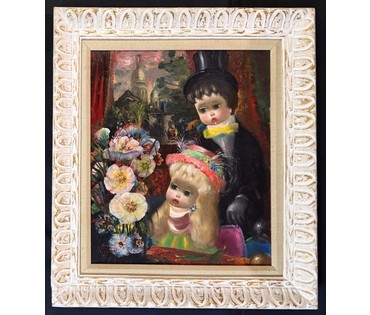 Santini Poncini "Priparatif", "В ожидании",1956г. Холст, масло. Размер с рамой 63х73 см. № 3833 (артикул №3833) - фото №2