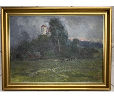Цудик Н.М "Пейзаж", картон, масло. Размер 35х49 см. № 3840 (артикул №3840) - фото №1