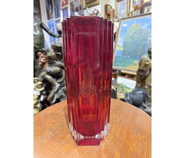 Ваза "Олимпиада-80", Неман. Мурахвер В.С. 1980г. Цветное стекло. Высота 23 см. № 3836 (артикул №3836) - фото №1